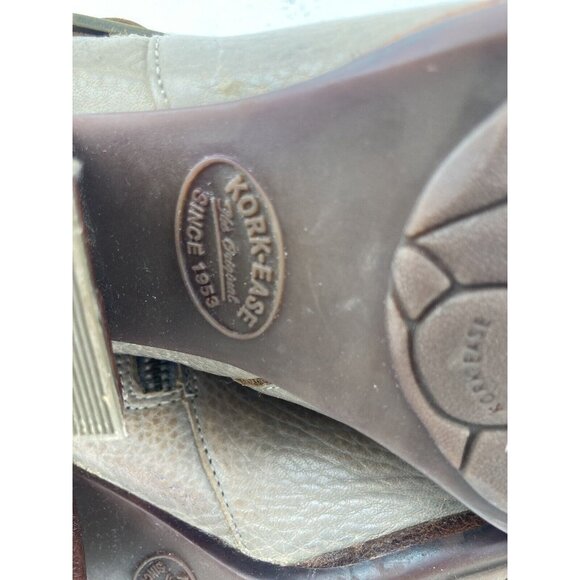 *Kork-Ease Isa Taupe Leather Booties Womens Size 6.5 Moto Buckle Zip Strap Boots - Picture 16 of 16